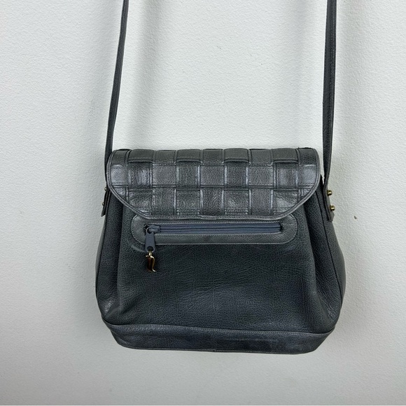 Sharif Vintage Leather Basket Weave Purse gray - Picture 9 of 10